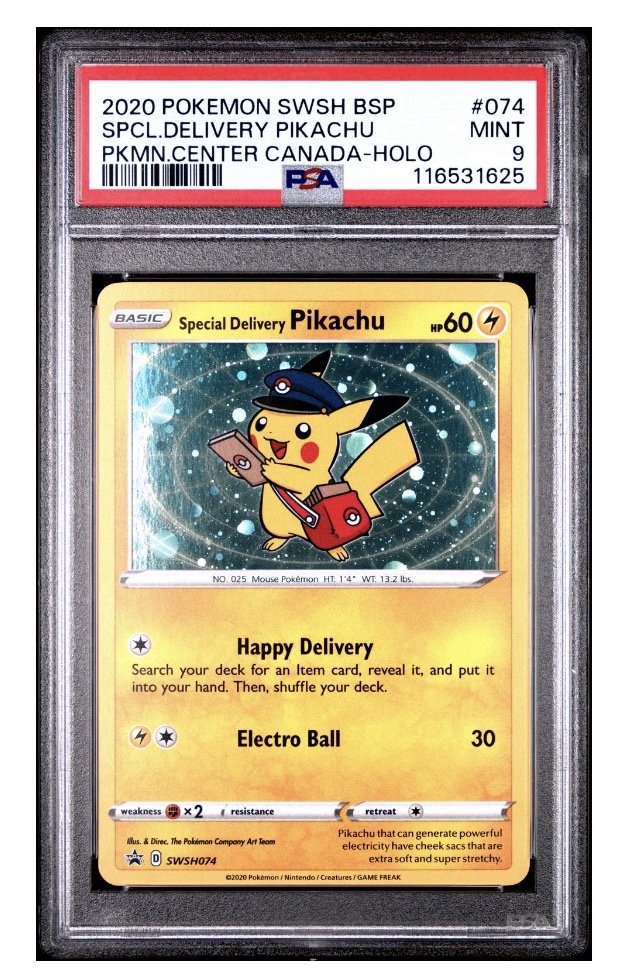 2020 Pokémon Black Star Promo Special Delivery Pikachu SWSH074
Grade: Mint 9